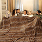 Bnuitland Leopard Print Flannel Blanket, Large Size 90x90 Inches with Storage Pouch for Bed Couch Travel, 300 GSM Double Sided Cheetah Print Super Soft Fuzzy Fluffy Fleece Blanket for Adults