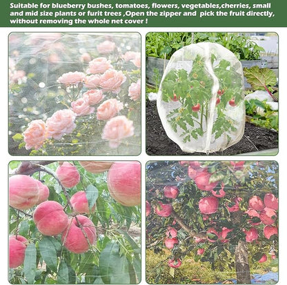 8 x 8ft Large Fruits Tree Netting, Garden Mesh Insect Tree Cover with Zipper Drawstring Bird Barrier Net Plant Bags Blueberry Bushes Protection Plant Cover for Prevent Animals Deer Squirrel Bug
