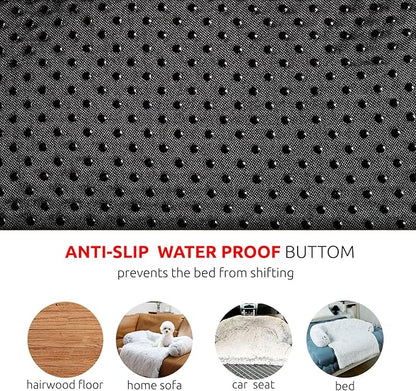 HACHIKITTY Calming Pet Sofa Bed Mat, Washable Plush Couch Cover for Dogs and Cats, Furniture Protector with Anti-Slip Bottom (30"x 27"x 6", Black)