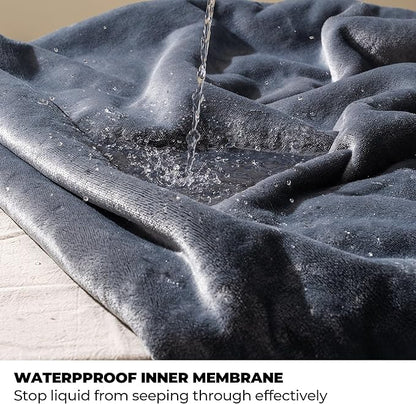 Sunheir Waterproof Blanket for Bed & Couch, Reversible Soft Sherpa Fleece Flannel Throw 86"x90", Leakproof Spill-Proof Dog Pet Blanket, Furniture & Sofa Protector, Camping, Travel, Queen, Grey