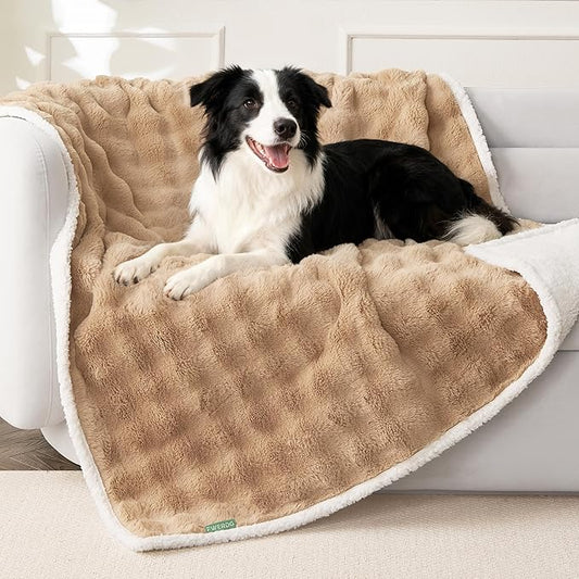 Soft Cozy Waterproof Twin Blanket for Bed Intimacy - Room Decor Large Dog Blankets for Bed Protector, Washable Pet Blankets for Indoors & Outdoors, Khaki, 60"x80"