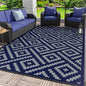 GENIMO Outdoor Rug for Patio Clearance, 9'x12' Waterproof Camping Mat, Reversible Plastic Straw Rugs for RV, Camper, Balcony, Backyard, Picnic, Deck (Blue & Grey)