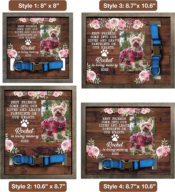 Customized Pet Memorial Frame Wood Dog in Picture Deceased Pet Personalized Dog Remembrance Animal Passing Away Wood Gifts Puppy Picture Frames Gifts for Pet Owners Christmas Tabletop Plaque