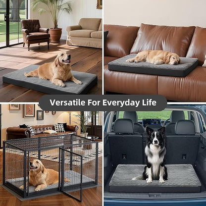 Dog Bed Extra Large Sized Dogs, Orthopedic XL Dog Beds with Removable Washable Cover, Waterproof Indestructible Big Dogs Bed with Anti-Slip Bottom, Egg Crate Memory Foam Pad, 41"x27"x3.5", Grey