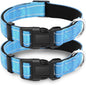 2 Pack Reflective Dog Collar with Safety Locking Buckle, Adjustable Soft Breathable Comfortable Nylon Pet Collar for Small, Medium and Large Dogs, SkyBlue, M