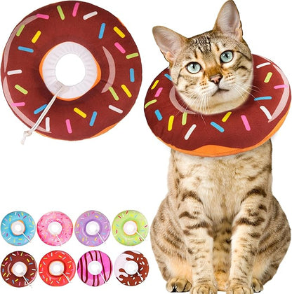 Cat Cone Collar Soft, Cute Cat Donut Collar After Surgery, Adjustable Kitten Recovery Cones to Stop Licking, Lightweight Neck Elizabethan Collars for Cats Kittens (Brown, Medium)