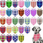 30 Pack Large Plaid Dog Bandanas Stitch Dog Bandana Bulk Reversible Print One Side XXL Polyester Scarves Party Grooming L