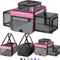 Top and 2 Sides Expandable Cat Carrier 18x11x11, TSA Airline Approved Dog Carriers for Small Dogs, Soft-Sided Pet Carrier with Self-Locking Zippers for Kitten,Rabbit, Puppy, Guinea Pig Pink