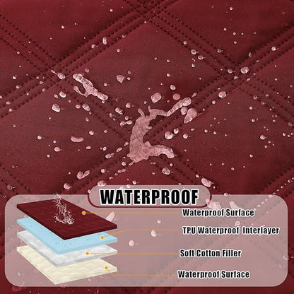 Smiry Waterproof Dog Bed Cover Blanket 68x82, Soft Reversible Pet Blanket, Washable Leakproof Cats Dogs Couch Cover for Sofa, Couch, Furniture, Wine Red/Beige