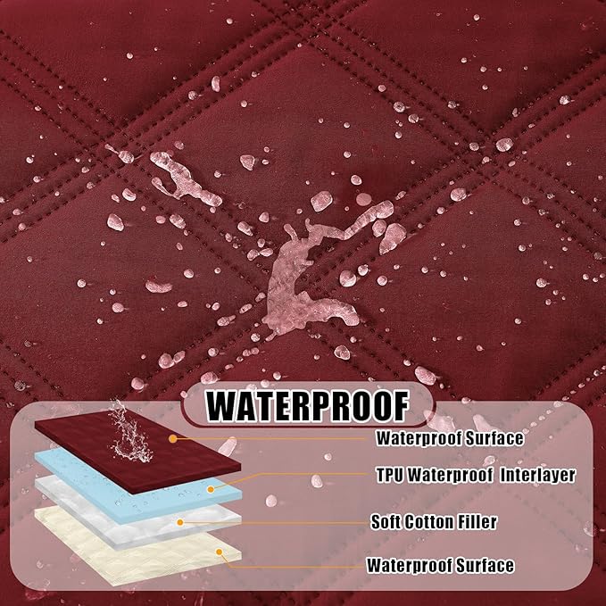 Smiry Waterproof Dog Bed Cover Blanket 40x80, Soft Reversible Pet Blanket, Washable Leakproof Cats Dogs Couch Cover for Sofa, Couch, Furniture, Wine Red/Beige