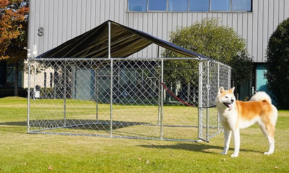 Outdoor Dog Enclosure Heavy Duty Dog Kennel House Mesh Dog Big Cage Pet Kennel Steel Fence with Secure Lock