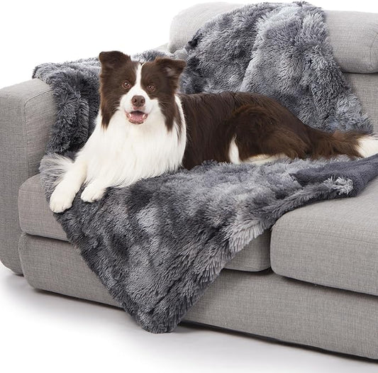 gogobunny Waterproof Dog Blanket for Couch & Furniture Protection - Super Soft Reversible Throw for Large Dogs & Cats, Calming Washable Fur & Sherpa Pet Blanket (40x50 Inch, Tie-dye Grey)