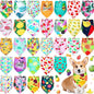 Eccliy 30 Pack Summer Fruit Dog Bandanas Bulk Soft Triangle Dog Scarfs Polyester Bandana Pet Costume Cute Scarf Bibs with Flowers Patterns for Small Medium Large