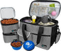 PetAmi Dog Travel Bag - Travel Pet Organizer with Food Container and Bowls, Perfect for Weekend Camping, Cat Diaper Bag (Stripe Black, Medium)