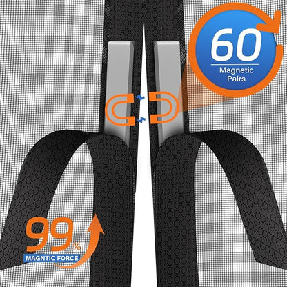 Upgraded PET Mesh Magnetic Screen Door Stronger Than Fiberglass and Polyester,Hands Free,Keep Bugs Out,Pet & Kid Friendly,Suitable for Sliding Doors,Patio and French Doors-55" X 82"