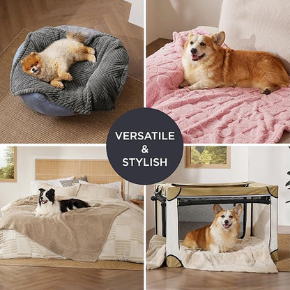 Bedsure Dog Blanket for Small Dogs Washable - Fluffy Fuzzy Puppy Cat Blanket with Premium 300GSM Coral Fleece Soft for Pet Kitten Doggy, Brown, 25x35IN