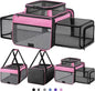 Top and 2 Sides Expandable Pet Carrier 17x11x9.5, TSA Airline Approved Small Dog Carriers for Small Dogs, Soft-Sided Cat Carrier with Self-Locking Zippers for Kitten,Rabbit, Puppy, Guinea Pig Pink