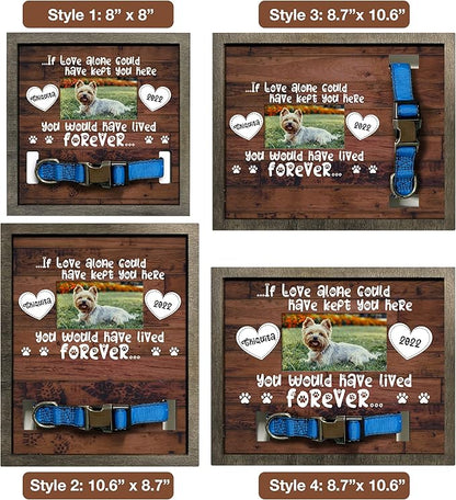 Personalized Dog Memorial Picture Frame - Collar Gifts with Pawprints & Pet Loss Remembrance Plaque in Loving Memory