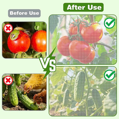 3 Pack 59"x18" Bird Netting Plant Cover for Garden Square Tomato Cages Protection,Insect Bird Barrier Garden Plant Netting Tomato Trellis Protective Cover with Zipper & Drawstring