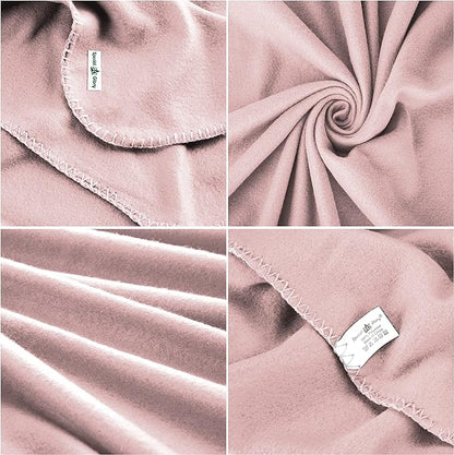 Fleece Throw Blanket Set Bulk for Travel Kids Outdoor Wedding Pet (Pink, Pack of 6 50x60 Inches)