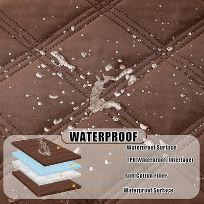 Smiry Waterproof Dog Bed Cover Blanket 68x82, Soft Reversible Pet Blanket, Washable Leakproof Cats Dogs Couch Cover for Sofa, Couch, Furniture, Brown/Brown