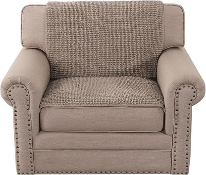 H.VERSAILTEX Plush Chenille Couch Armrest Cover 2 Packs Thick and Soft Sofa Covers Furniture Protector Cover for Pets (27.5" x 27.5", Cuban Sand)