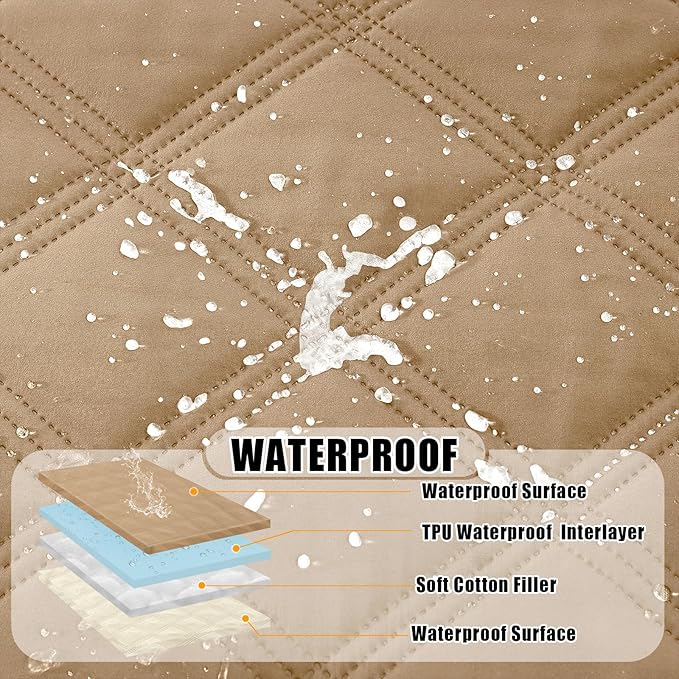 Smiry Waterproof Dog Bed Cover Blanket 68x82, Soft Reversible Pet Blanket, Washable Leakproof Cats Dogs Couch Cover for Sofa, Couch, Furniture, Camel/Beige
