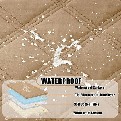 Smiry Waterproof Dog Bed Cover Blanket 68x82, Soft Reversible Pet Blanket, Washable Leakproof Cats Dogs Couch Cover for Sofa, Couch, Furniture, Camel/Beige