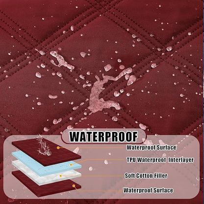 Smiry Waterproof Dog Bed Cover Blanket 30x53, Soft Reversible Pet Blanket, Washable Leakproof Cats Dogs Couch Cover for Sofa, Couch, Furniture, Wine Red/Wine Red
