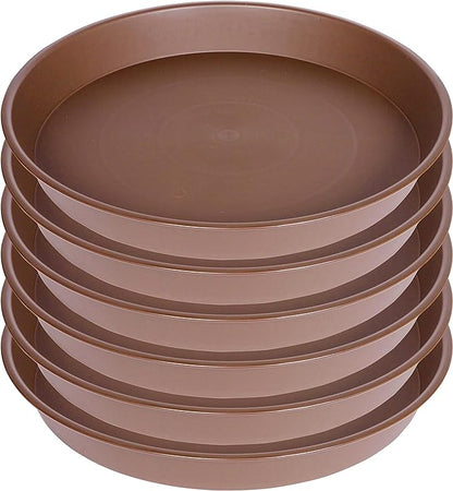 2 Pack of 8 inch Plant Saucer Clear, Heavy Duty Plastic Plant Water Tray 8 inch Round, Flower Plant Saucers for Indoors No Holes, Plant Dishes Saucer for Planter 7"/8" (8", Chocolate)