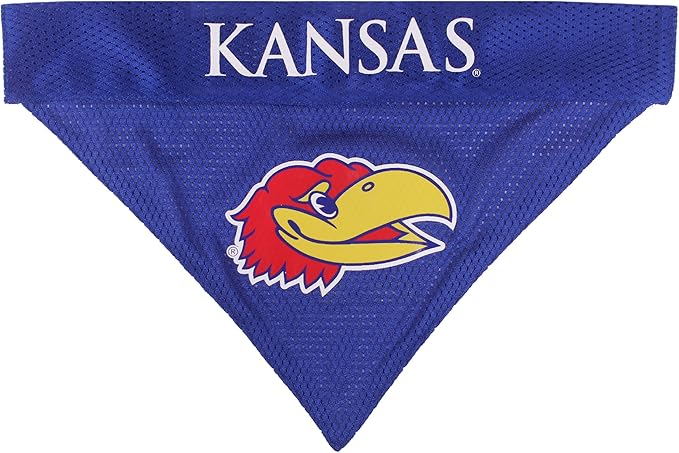 Pets First Collegiate Pet Accessories, Reversible Bandana, Kansas Jayhawks, Small/Medium