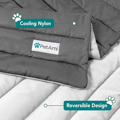 PetAmi Cooling Mat for Dog, Premium Pet Cooling Blanket for Crate Kennel, Indoor Cat Cool Sleeping Pad, Q-MAX Cold Sofa Couch Cover for Summer, Gray/Light Grey, Large (40x60)