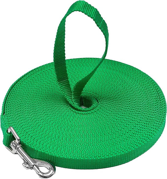 Long Dog Puppy Obedience Recall Training Agility Lead, Leash - GREEN, 15' Foot - by, Downtown Pet Supply