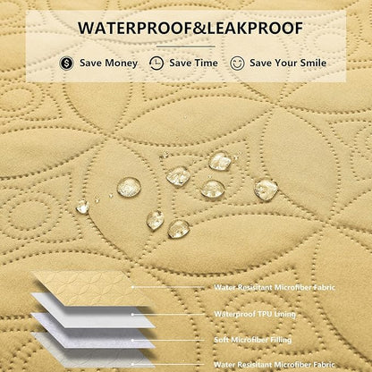 Waterproof Dog Blanket, 52x82 inches Pet Couch Covers for Sofa, Bed Furniture Protector from Dogs Washable and Reversible-Sand+Cream