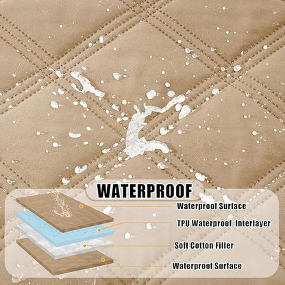 Smiry Waterproof Dog Bed Cover Blanket 52x82, Soft Reversible Pet Blanket, Washable Leakproof Cats Dogs Couch Cover for Sofa, Couch, Furniture, Camel/Camel