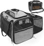 Top and Side Expandable Pet Carriers, 16x11x11 Airline Approved Soft-Sided Cat Carrier for Small Dogs and Cats, in-Cabin Travel Carrier with Anti-Scratch Mesh, Grey