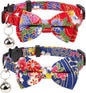 Collar for Cat Pet Breakaway with Bell Bowtie Detachable Bow Adjustable Safety Kitten Puppy Girl Boy 2pcs Navy Blue & Red