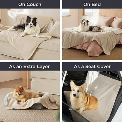 Bedsure Waterproof Dog Blankets for Extra Large Dogs - XL Cat Blanket Washable for Couch Protection, Sherpa Fleece Puppy Blanket, Soft Plush Reversible Throw-XL Furniture Protector, 50x70, Cream