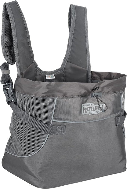 Outward Hound PupPak Dog Front Carrier, Small, Grey – Hands-Free Hiking & Camping Pet Backpack for Small Pets up to 10 lbs, Padded Straps, Breathable Mesh, Water-Resistant, Safety Clip