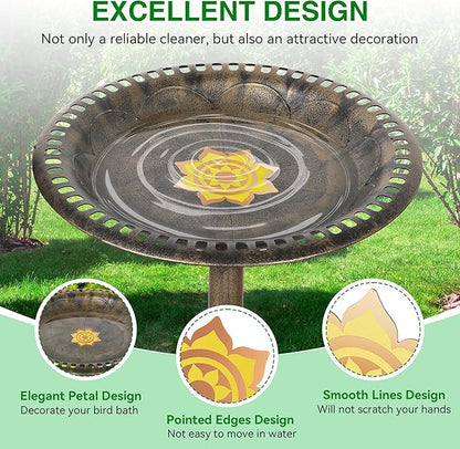 Saillong 4 Pack Bird Bath Copper Disk, Reinforced 99.99% Pure Copper Bird Bath Purification Disk for Physical Clean Water, Birdbaths Cleaner for Outdoor Birdbaths, Bowl and Garden Fountain (Petal)