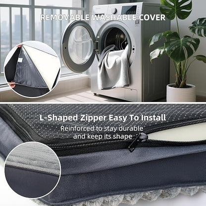 Dog Bed Extra Large Sized Dogs, Orthopedic XL Dog Beds with Removable Washable Cover, Waterproof Indestructible Big Dogs Bed with Anti-Slip Bottom, Egg Crate Memory Foam Pad, 41"x27"x3.5", Grey