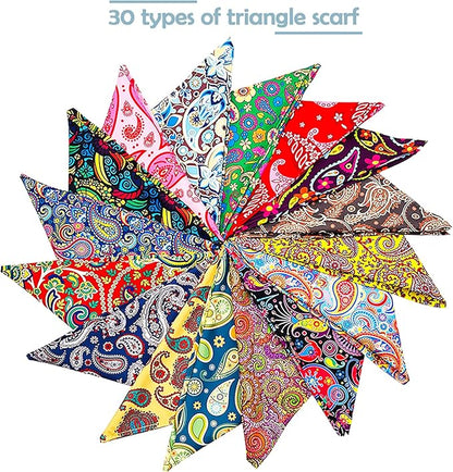 30 Pcs Paisley Dog Bandanas Bulk 33 Inche XL Stitch Dogs Bandanas Polyester Print One Side Bandana Grooming L