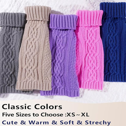 Dog Sweaters for Small Dogs Girl Warm Knit Chihuahua Clothes Pink Dog Clothes Winter Turtleneck Puppy Sweater Doggy Pullover Coat Sleeveless Cat Sweater Pet Outfit(Pink, Small)