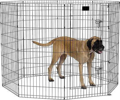MidWest Homes for Pets Dog Exercise Pen & Playpen, 24" W x 48" H, with Door, Black