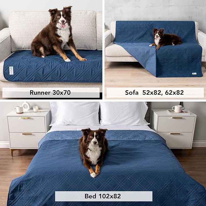 PetAmi Waterproof Couch Cover for Dogs, Waterproof Pet Blanket, Reversible Furniture Cover Sofa Protector for Pet Cat Bed, Washable Waterproof Blanket Dog Cover for Couch Seat, 30x70 Blue
