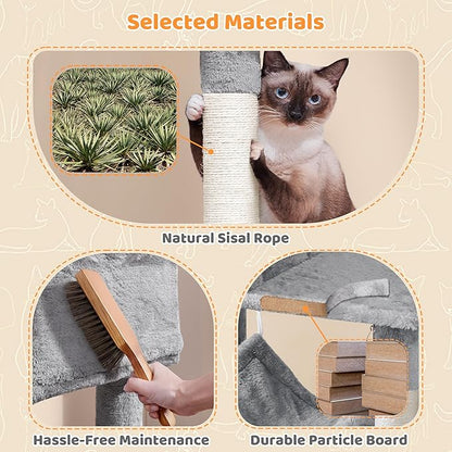 Yaheetech 73in Cat Tree Tower for Indoor Cats, Multi-Level Cat Activity Center with Scratching Posts Large Cat Condo with Funny Hammock for Kittens