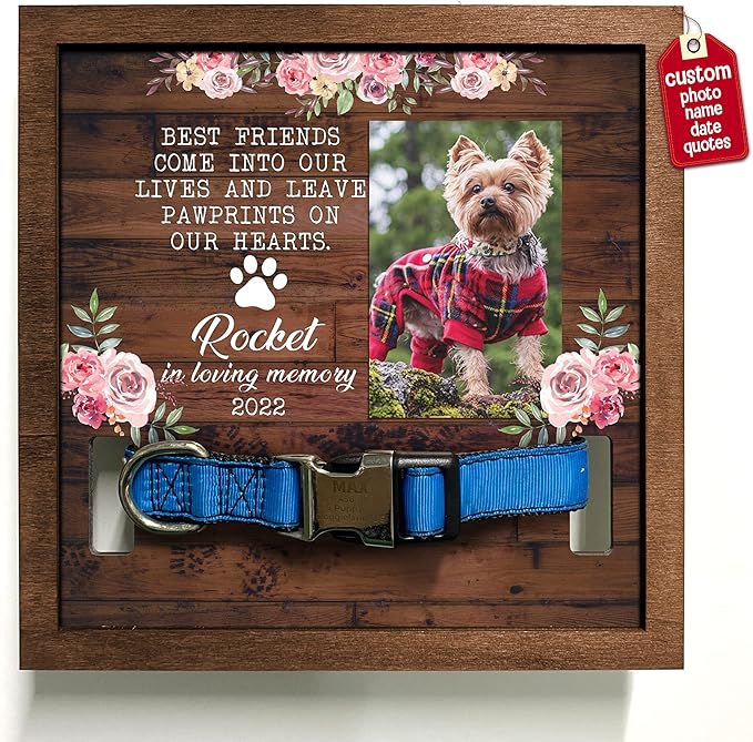 Customized Pet Memorial Frame Wood Dog in Picture Deceased Pet Personalized Dog Remembrance Animal Passing Away Wood Gifts Puppy Picture Frames Gifts for Pet Owners Christmas Tabletop Plaque