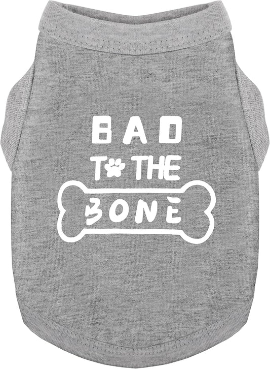Discover Cozy Cotton Canine Wear: Soft, Lightweight, and Breathable Dog Shirt Vest with Eye-Catching Graphics(Bad to The Bone), Keeping Your Furry Friend Warm and Comfy! Grey XL