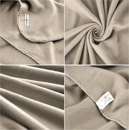Fleece Throw Blankets Bulk Fleece Blankets Solid Wholesale Lightweight Warm Soft for Pet Bed Sofa Couch Office Wedding Gifts Travel Seasons Beige and Black 50x60 Inches Pack of 6