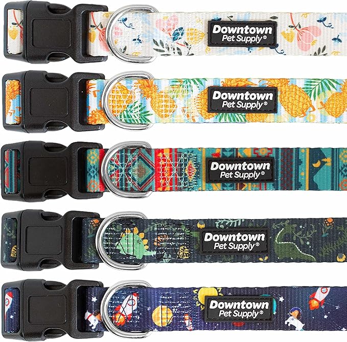 Downtown Pet Supply - Best & Fancy Dog Collar - Lightweight Adjustable with Quick Buckle & D-Ring - Hand Wash Safe - Pineapple - Large